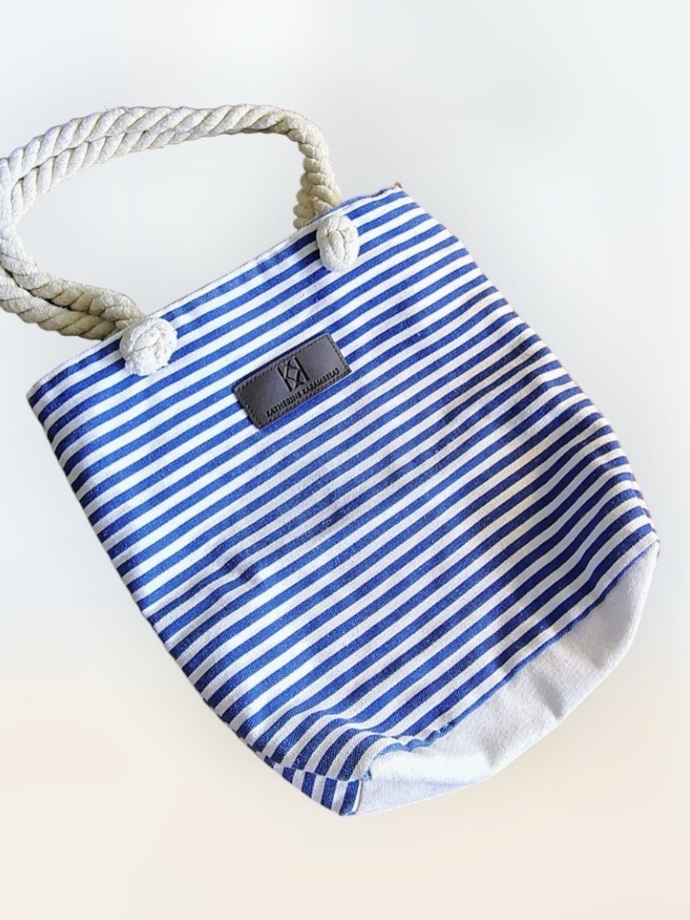 Katherine Karambelas Blue & White Striped Canvas Tote - Picture 2 of 13